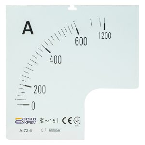 Шкала 600/5А для амперметра А-72-6