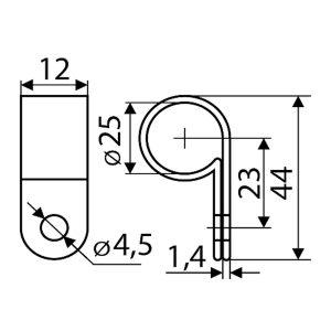 Скоба-хомут кабельный под винт 1R d25 (100шт)