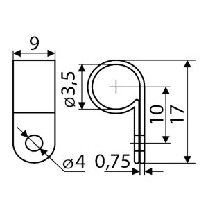 Скоба-хомут кабельный под винт 1/8R d3 (100шт)