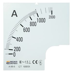 Шкала 1000/5А для амперметра А-96-6