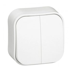 Вимикач 2-кл. зовн. IP20  Forix  білий