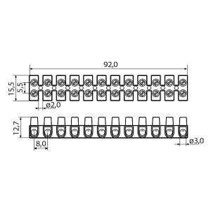 Клеммная колодка 2,5-4мм/3А черная (12 пар)
