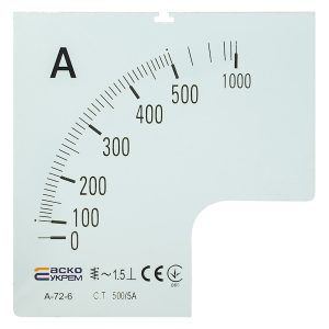 Шкала 500/5А для амперметра А-72-6