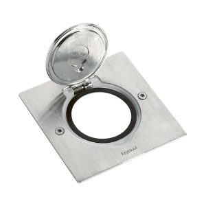 Розеточний блок напол. 2 мод., нерж. квадратний