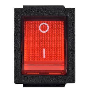 Переключатель 1-клавишный красный с подсветкой в черном корпусе KCD2- 201N R/B