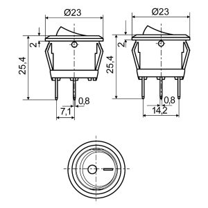 Переключатель 1-клавишный красный с подсветкой KCD1-5-101N  R/B