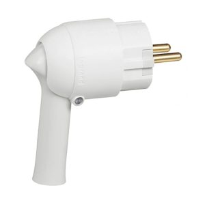 Вилка євро пряма з З/К 16А з важелем біла LEGRAND