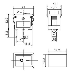Переключатель 1-клавишный черный KCD1-101 B/B