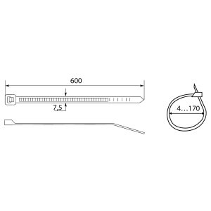 Стяжка кабельная 8,0х600 белая (упак 100шт)