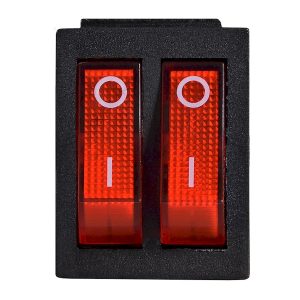 Переключатель 2-клавишный красный с подсветкой KCD2-2101N R/B