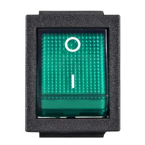 Переключатель 1-клавишный зеленый с подсветкой KCD2- 201N GR/B