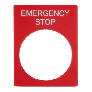 Маркировочная табличка "EMERGENCY STOP" красная прямоугольная