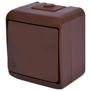 Выключатель 1-клавишный наружный перекрестный IP54 VHE-6-KR коричневый