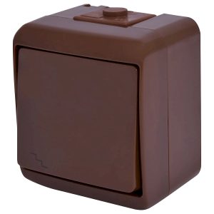 Выключатель 1-клавишный наружный проходной IP54 VHE-3-KR коричневый