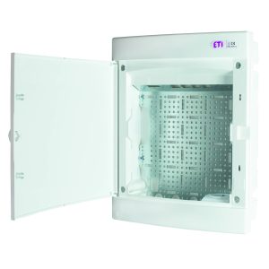 Щит пласт. внутр. выс. ECM24PO MEDIA (4xRJ, розетка 230V, белая дверца)