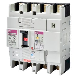 Автоматический силовой выключатель 4-полюсный 160А 25кА EB2R 250/4L (0.63-1)In/(13)In, с блоком УЗО "ЕТІ"