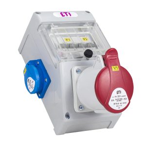 Распределительный щит с разъемами EDS4m 2-2/1-5 32 (Разъем 32A/5P-1, Schuko-2, АВ: C16/1-1, C32/3-1, "мин