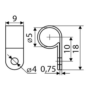 Скоба-хомут кабельный под винт 3/16R d5 (100шт)