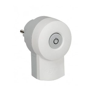 Вилка з З/К з вимикачим та підсвіткою, біла