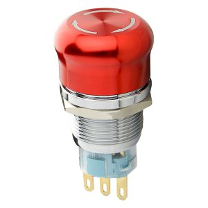 Металлическая поворотная кнопка TY 19C-S11/1 с возвратом поворотом 1НО+1НЗ