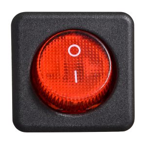 Переключатель 1-клавишный черный KCD2-10-201 R/B красная круглая клавиша