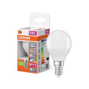 Лампа ЛЕД куля  5,5W 2700K 470lm E14 CL P40 REM 827 230V FR 4X1 +пульт (3 роки) OSRAM