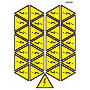 Наклейка технічна "Небезпека ураження електричним струмом" 80 мм (на аркуші 29 шт)