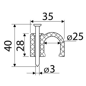 Скоба 25 мм круглая (50шт)