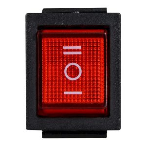 Переключатель 1-клавишный красный перекидной с подсветкой KCD2- 203N R/B