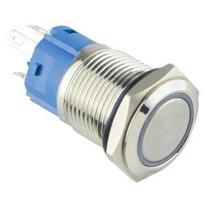 Плоская металлическая кнопка с подсветкой, 1НО+1НЗ, зеленая 220V. TYJ 16-261