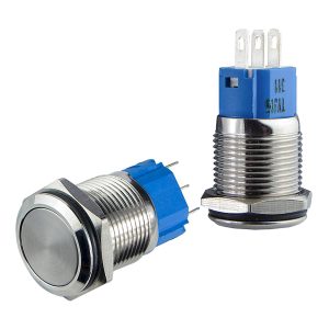 Металлическая плоская кнопка с фиксацией, 1НО+1НЗ. TYJ 16-311