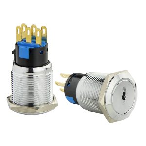 Металлическая кнопка с ключом 3-х позиционная 2НО+2НЗ. TY 19C-K11/3