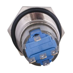 Плоская металлическая кнопка с подсветкой, 1НО+1НЗ, желтая 24V. TYJ 19-271