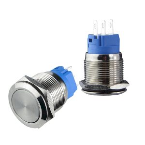 Металлическая плоская кнопка с фиксацией, 1НО+1НЗ. TYJ 19-311