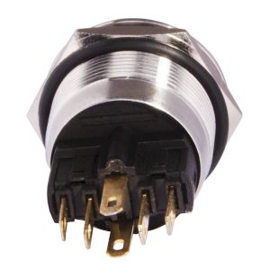 Плоская металлическая кнопка с подсветкой, 1НО+1НЗ, желтая 220V. TYJ 22-271