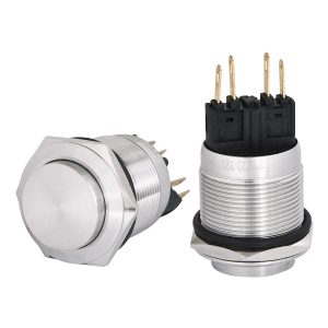 Металлическая кнопка со звуковым сигналом с фиксацией, 1НО+1НЗ. TYJ 22-321