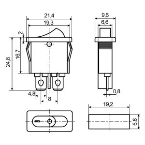 KCD1-12-101 GR/B Переключатель 1 клавишный (зеленая овальная клавиша)
