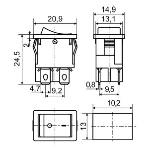 KCD1-4-201 Ч/Б Переключатель 1 клавишный черный