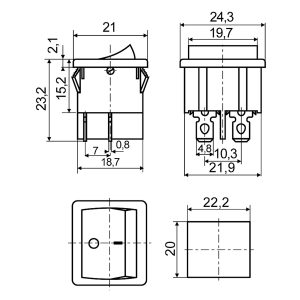 KCD1-6-201 Ч/Б Переключатель 1 клавишный черный