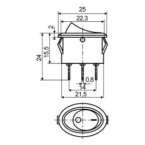 KCD1-9-101N C3-GR/B 220V Переключатель 1-клавишный овальный зеленый с подсветкой