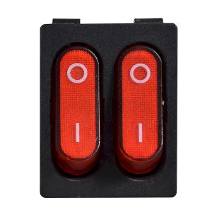 KCD2-5-2101N R/B 220V Переключатель 2 клавишный красный с подсветкой