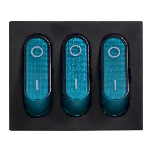 KCD2-3101N C3-BL/B 220V Переключатель 3-клавишный синий с подсветкой