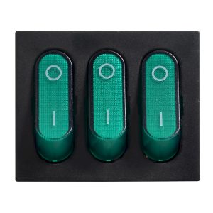 KCD2-3101N GR/B 220V Переключатель 3-клавишный зеленый с подсветкой