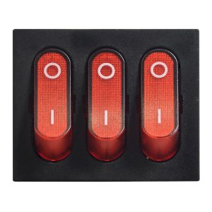 KCD2-3101N R/B 220V Переключатель 3 клавиши красный с подсветкой