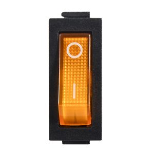 Переключатель KCD3-101N 220V ЖЛ/С 1-клавишный, желтый с подсветкой