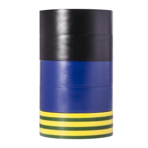 Изолента 0,13мм*19мм/10м Набор №4 (2 черные+2синие+1 желто-зеленая)