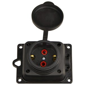 Розетка каучукова з захисною кришкою зовнішньої установки 2Р+PE 16А IP44