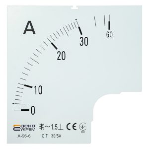 Шкала 30/5А для амперметра А-96-6