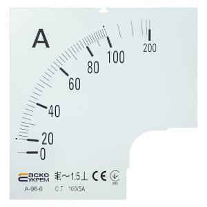 Шкала 100/5А для амперметра А-96-6
