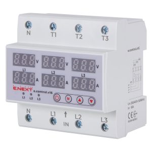 Реле контролю напруги та струму трифазне 63А з індикацією e.control.v16